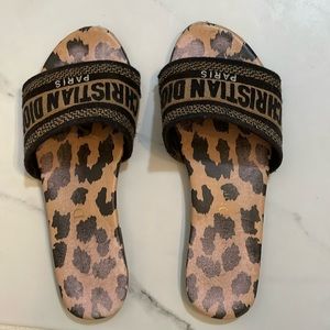 Christian Dior Canvas Embroidered Dway Mules